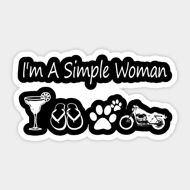 I'm A Simple Woman Flip Flops Dog And Motorcycle Sticker by heryes store